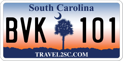 SC license plate BVK101