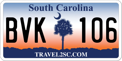 SC license plate BVK106