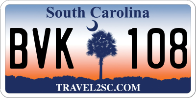 SC license plate BVK108