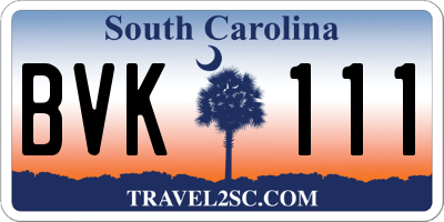 SC license plate BVK111