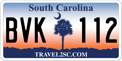 SC license plate BVK112