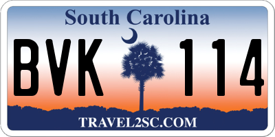 SC license plate BVK114