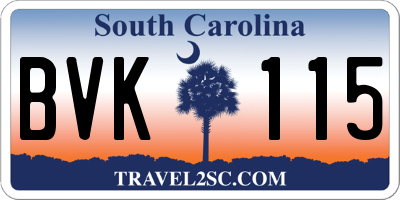 SC license plate BVK115