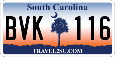 SC license plate BVK116