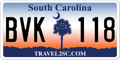 SC license plate BVK118