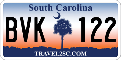 SC license plate BVK122