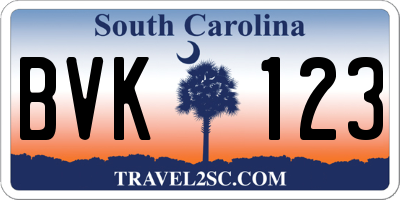 SC license plate BVK123