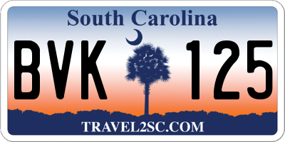 SC license plate BVK125