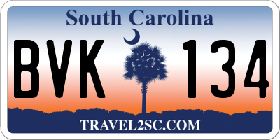 SC license plate BVK134