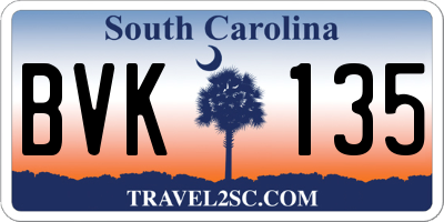 SC license plate BVK135