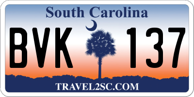 SC license plate BVK137