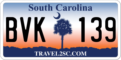 SC license plate BVK139