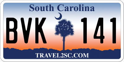 SC license plate BVK141