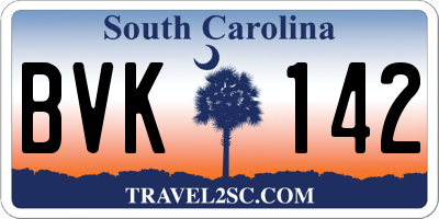 SC license plate BVK142