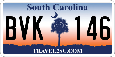 SC license plate BVK146