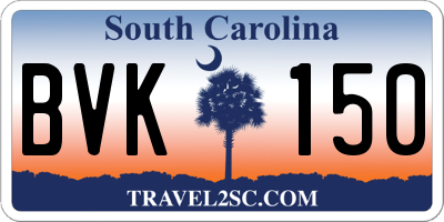 SC license plate BVK150
