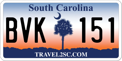 SC license plate BVK151