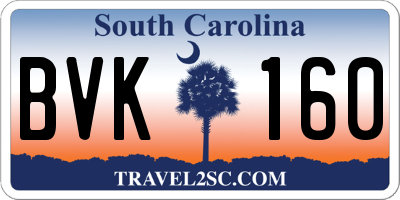 SC license plate BVK160