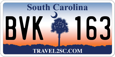 SC license plate BVK163