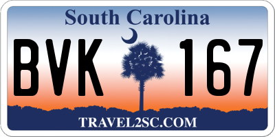 SC license plate BVK167