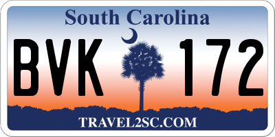 SC license plate BVK172