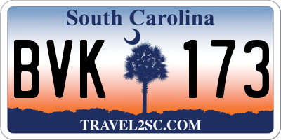 SC license plate BVK173