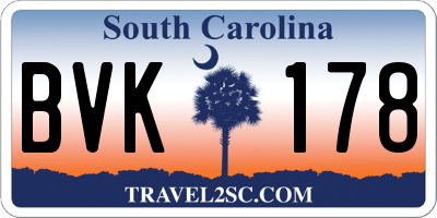 SC license plate BVK178