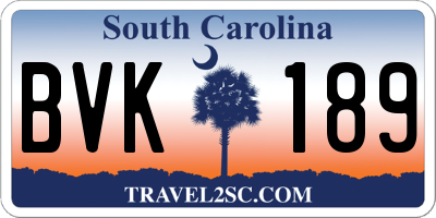 SC license plate BVK189