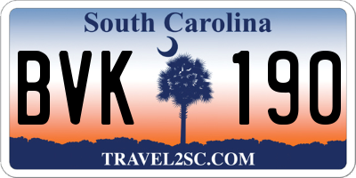 SC license plate BVK190