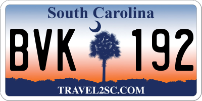 SC license plate BVK192