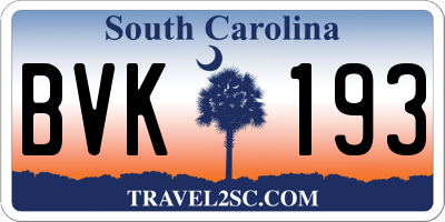 SC license plate BVK193