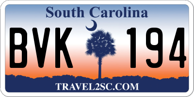 SC license plate BVK194