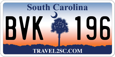 SC license plate BVK196