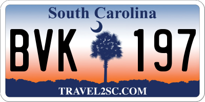 SC license plate BVK197