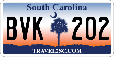 SC license plate BVK202