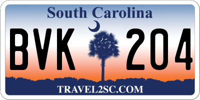 SC license plate BVK204