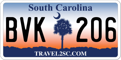 SC license plate BVK206