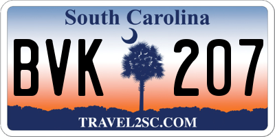 SC license plate BVK207