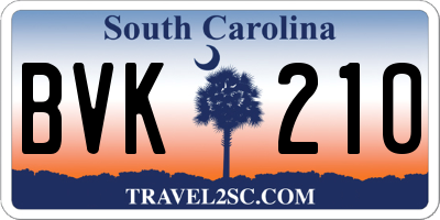 SC license plate BVK210