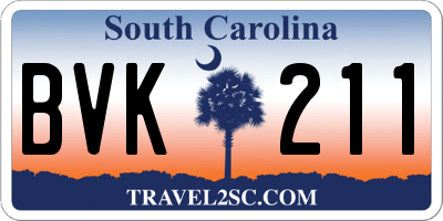 SC license plate BVK211