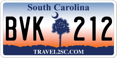 SC license plate BVK212