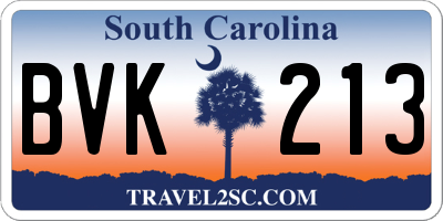 SC license plate BVK213