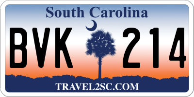 SC license plate BVK214