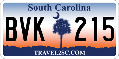 SC license plate BVK215