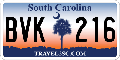 SC license plate BVK216