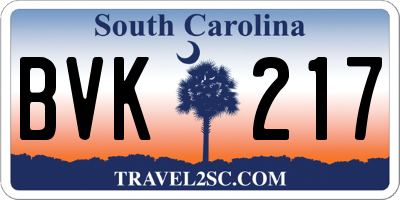 SC license plate BVK217