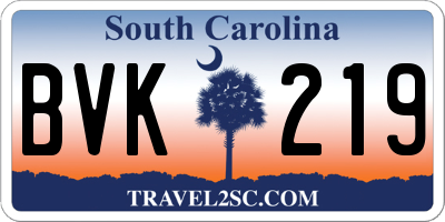 SC license plate BVK219