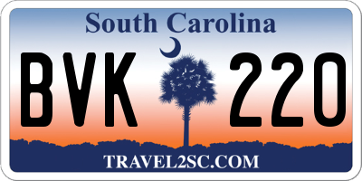 SC license plate BVK220
