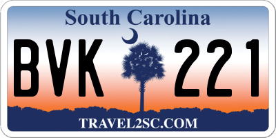 SC license plate BVK221
