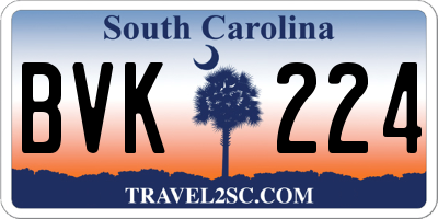 SC license plate BVK224